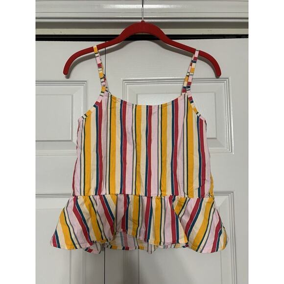 Venus Baby Doll Crochet Striped Hippie Boho Top Size S Adjustable Straps - Picture 6 of 9